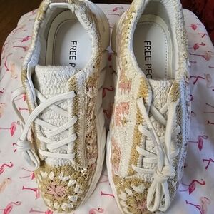 Free People Catch Me If You Can Crochet Lace-Up Sneakers. Size 40- 9.5